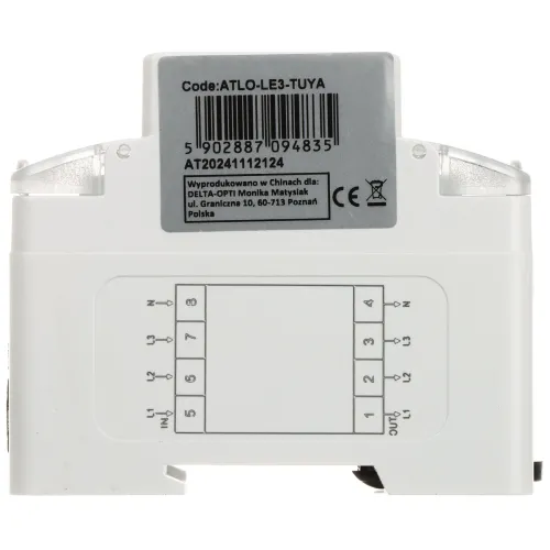 Inteligentny licznik energii elektrycznej  ATLO-LE3-TUYA Wi-Fi, Tuya Smart