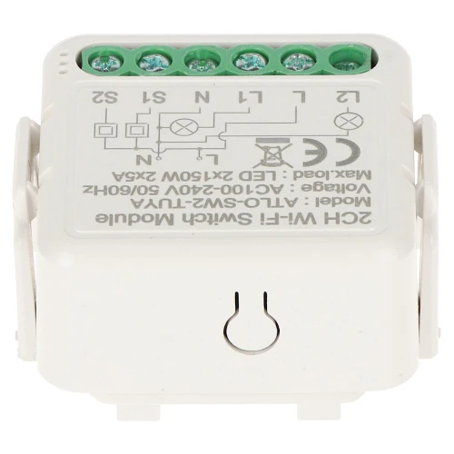 Дводіодний світлодіодний розумний контролер освітлення ATLO-SW2-TUYA Wi-Fi, Tuya Smart