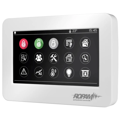 Система сигналізації Ropam NeoGSM-IP-64 DIN, Білий, 8x Датчик Керування жалюзі, освітленням, сповіщення GSM, Wifi