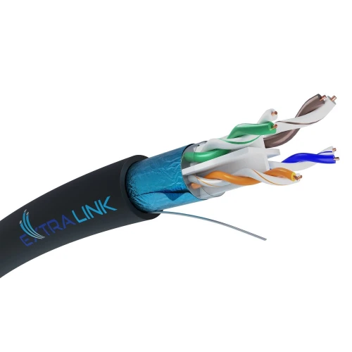 Зовнішній гелевий мережевий кабель Extralink CAT6 FTP (F/UTP) з витою парою | 305M