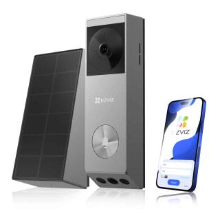 Dzwonek Wi-Fi EZVIZ EP3x Pro z dwiema kamerami, akumulatorem, panelem solarnym i sterowaniem przez aplikację
