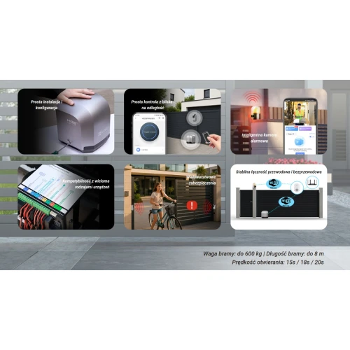 Zestaw EZVIZ HG2 600 PRO do bram przesuwnych 600kg z kamerą