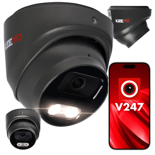 IP-камера купольна KEEYO LV-V-IP5M25DF-DL-G 5Mpx, гібридне підсвічування IR/LED