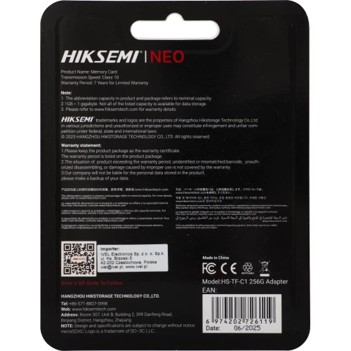 Карта пам'яті Hikvision HS-TF-C1 256GB microSD