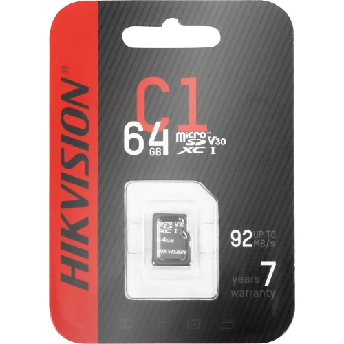 Карта пам'яті microSD (SDHC) 64GB Hikvision HS-TF-C1(STD)/64G