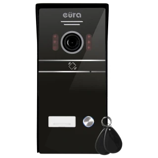 Відеодомофон EURA VDA-61C5 - односімейний, чорний, камера 1080p, зовнішня касета
