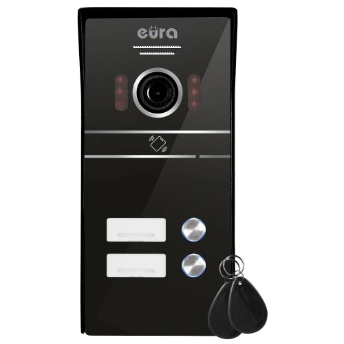 EURA VDA-62C5 зовнішня відеокасета для вхідних дверей - двосімейна, чорна, камера 1080p