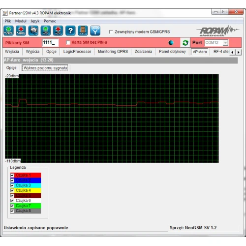 Kontroler Ropam APm-Aero w eleganckiej, kompaktowej obudowie z widocznymi złączami i diodami sygnalizacyjnymi. Urządzenie przeznaczone do zarządzania punktami dostępowymi w systemach alarmowych.