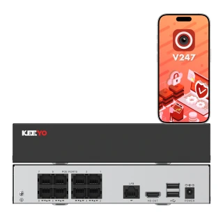 IP мережевий реєстратор KEEYO LV-V-NVR-9CH-8P-E 9-канальний 8x PoE