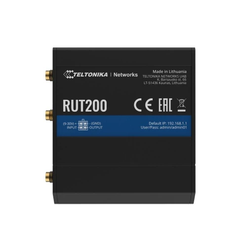 Teltonika RUT200 | Промисловий LTE-маршрутизатор | 4G/LTE Cat.4, 2x LAN 100 Мбіт/с WiFi 2.4 ГГц, RMS