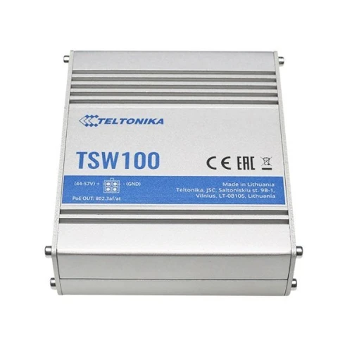 Teltonika TSW100 | Комутатор PoE | 5x RJ45 1000 Мбіт/с, 4x PoE, 60 Вт