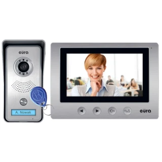 Відеодомофон EURA VDP-33A3 LUNA, 7 екранів, підтримка 2 входів, пам'ять зображень, зчитувач безконтактних ключів