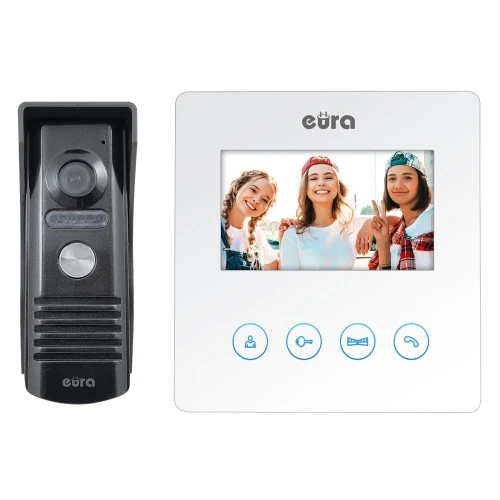 Відеодомофон EURA VDP-52A3 ATIRA, білий, 4.3'' екран, підтримка 2 входів