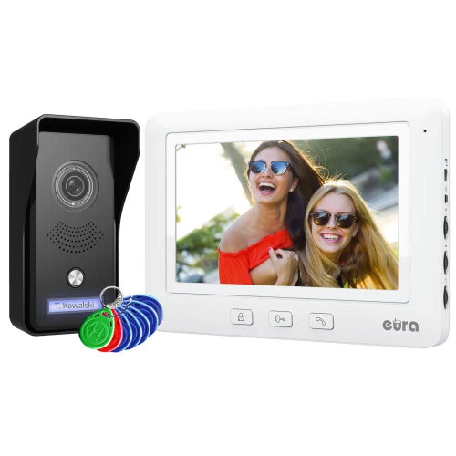 Відеодомофон EURA VDP-58A3 білий кольоровий 7" монітор