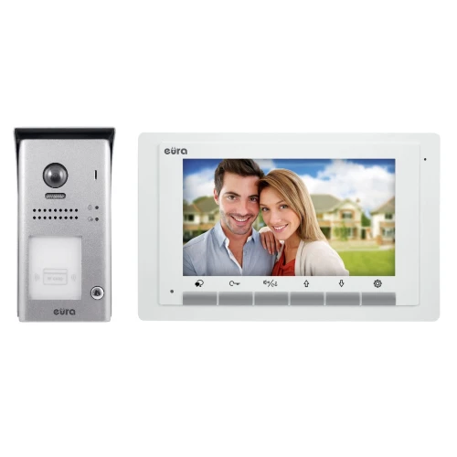 Відеодомофон EURA VDP-61A5/N WHITE 2EASY - односімейний, LCD 7'', білий, RFID, накладного монтажу
