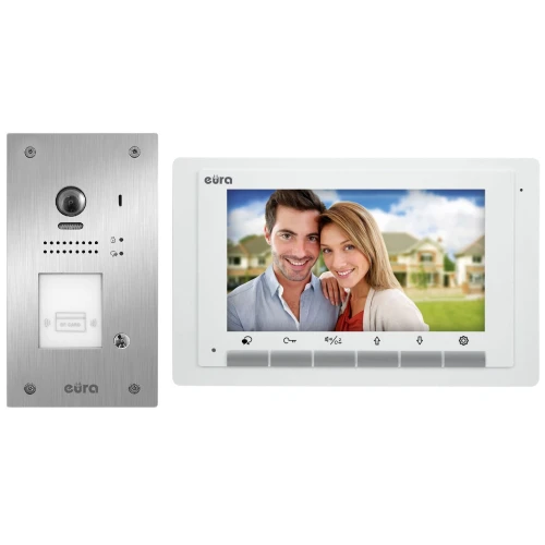 EURA VDP-61A5/P WHITE 2EASY відеодомофон - односімейний, LCD 7'', білий, RFID, прихованого монтажу