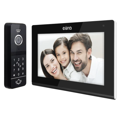 Відеодомофон EURA VDP-97C5 - чорний, сенсорний екран, LCD 7'', AHD, WiFi, пам'ять зображень, SD 128GB