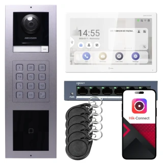 IP відеодомофон Hikvision 1x монітор DS-KH9510-WTE1(B), накладний, панель, клавіатура, зчитувач