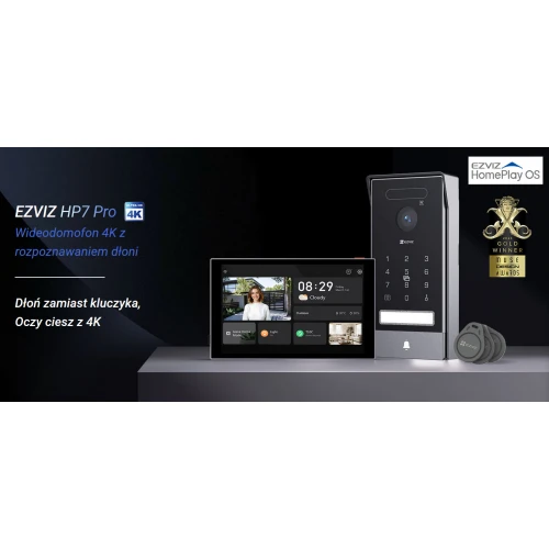 Відеодомофон WiFi EZVIZ HP7 PRO 4K, Розпізнавання обличчя, Віддалене відкривання, Виявлення руху