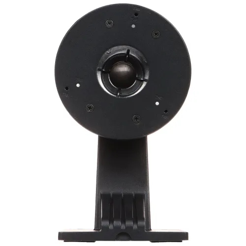 Czarny uchwyt kamery z widocznymi otworami montażowymi i centralnym mocowaniem. Uchwyt jest ustawiony pionowo, a jego powierzchnia jest matowa.