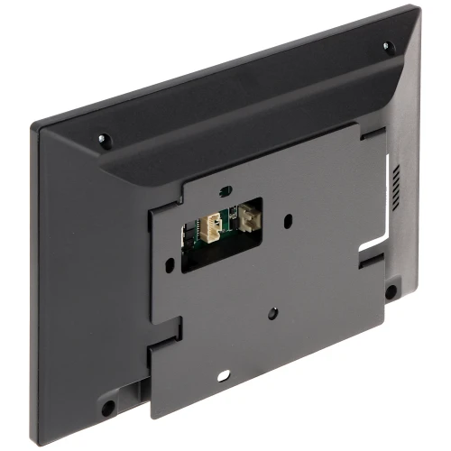 Czarny panel montażowy z widocznymi złączami i otworami na śruby, przeznaczony do instalacji urządzeń elektronicznych. Produkt ma prostokątny kształt i gładką powierzchnię.