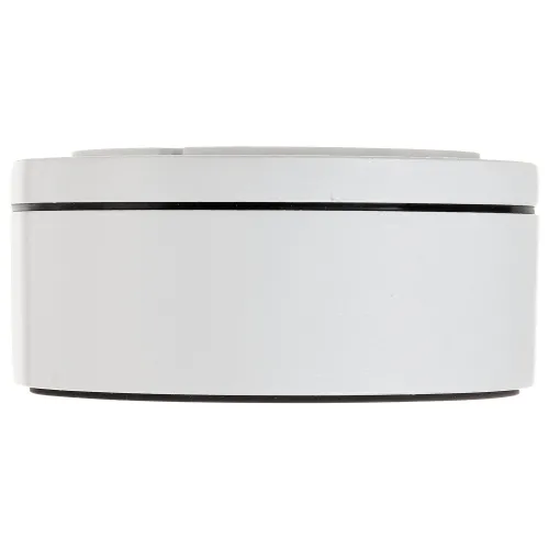 Na zdjęciu widoczny jest biały, cylindryczny przedmiot z czarną linią biegnącą wokół jego obwodu. Przedmiot ma gładką powierzchnię i jest sfotografowany z boku na białym tle.