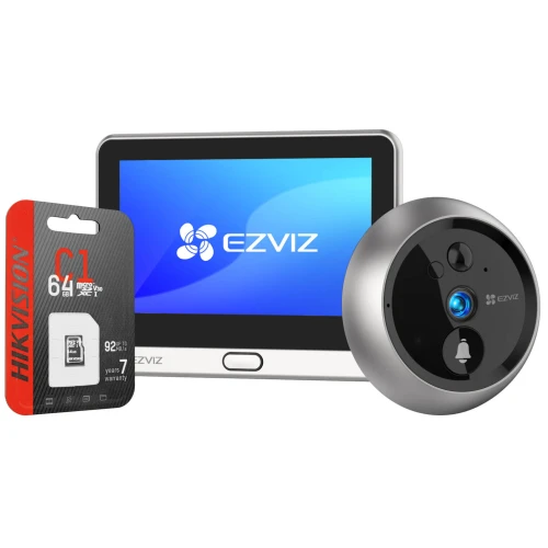 EZVIZ CS-DP2 електронний дверний відеореєстратор, сенсорний екран, карта пам'яті 64 ГБ