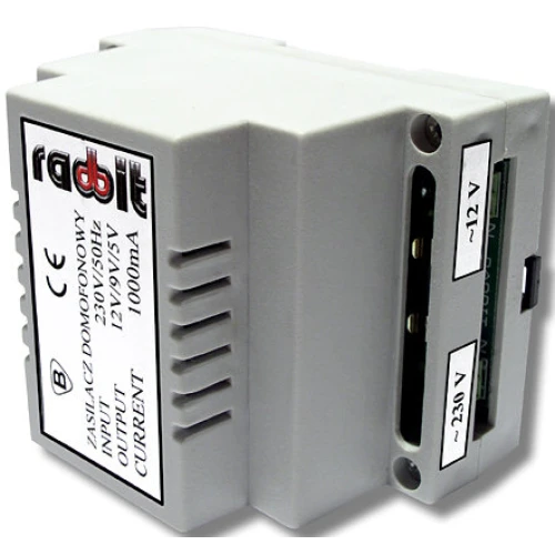 Zasilacz do kasety domofonowej RADBIT ZAS 230/12V 10W w kolorze białym, przeznaczony do zasilania systemów domofonowych. Kompaktowy zasilacz RADBIT ZAS zapewnia stabilne napięcie 12V dla urządzeń domofonowych.