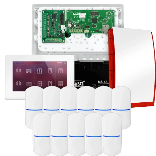 Комплект сигналізації SATEL INTEGRA 32, 11x датчик PET, сирена, білий маніпулятор INT-TSH2-W