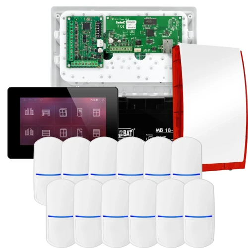 Комплект сигналізації SATEL INTEGRA 32, 12x датчик PET, сирена, чорний маніпулятор INT-TSH2-B