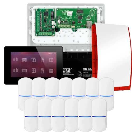 Комплект сигналізації SATEL INTEGRA 32, 13x датчик, сирена, чорний маніпулятор INT-TSH2-B