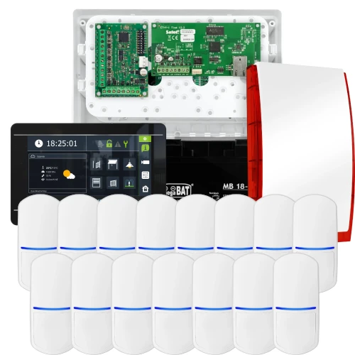 Комплект сигналізації SATEL INTEGRA 32, 15x датчик, сирена, чорний маніпулятор INT-TSI-B
