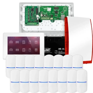 Комплект сигналізації SATEL INTEGRA 32, 16x датчик PET, сирена, білий маніпулятор INT-TSH2-W