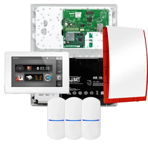Комплект сигналізації SATEL INTEGRA 32, 3x датчик, сирена, білий маніпулятор INT-TSI-W, зв'язок LTE
