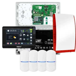 Комплект сигналізації SATEL INTEGRA 32, 4x датчик, сирена, чорний маніпулятор INT-TSI-B, зв'язок LTE