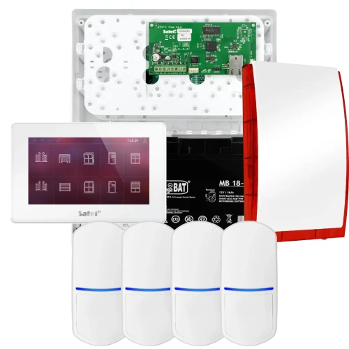 Комплект сигналізації SATEL INTEGRA 32, 4x датчик, сирена, білий маніпулятор INT-TSH2-W