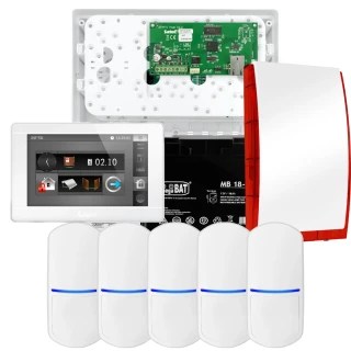 Комплект сигналізації SATEL INTEGRA 32, 5x датчик PET, сирена, білий маніпулятор INT-TSI-W