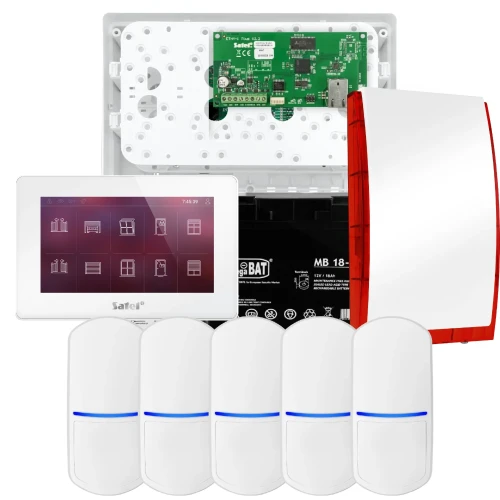 Комплект сигналізації SATEL INTEGRA 32, 5x датчик PET, сирена, білий маніпулятор INT-TSH2-W