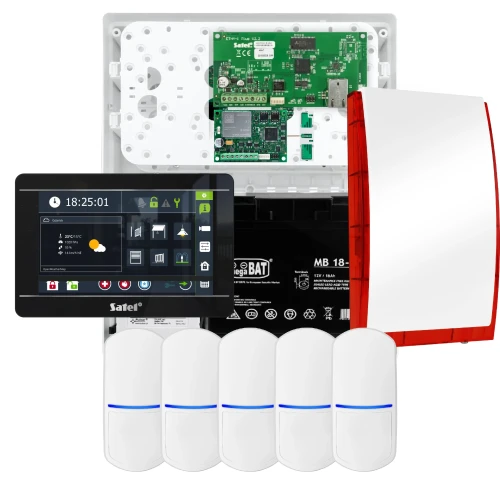 Комплект сигналізації SATEL INTEGRA 32, 5x датчик, сирена, чорний маніпулятор INT-TSI-B, зв'язок LTE