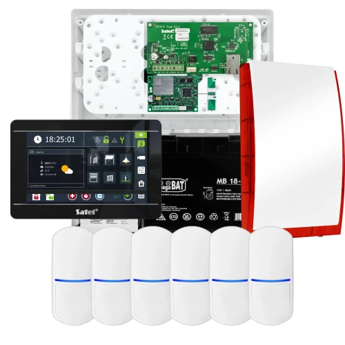 Комплект сигналізації SATEL INTEGRA 32, 6x датчик, сирена, чорний маніпулятор INT-TSI-B, зв'язок LTE
