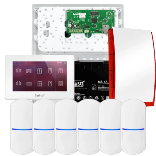 Комплект сигналізації SATEL INTEGRA 32, 6x датчик, сирена, білий маніпулятор INT-TSH2-W