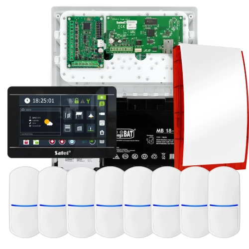 Комплект сигналізації SATEL INTEGRA 32, 8x датчик PET, сирена, чорний маніпулятор INT-TSI-B