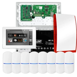 Комплект сигналізації SATEL INTEGRA 32, 8x датчик, сирена, білий маніпулятор INT-TSI-W