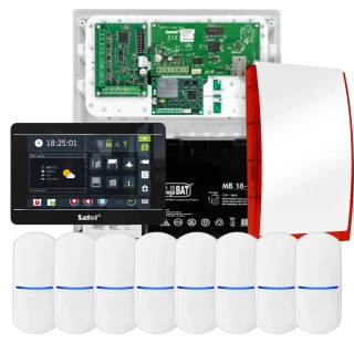 Комплект сигналізації SATEL INTEGRA 32, 8x датчик, сирена, чорний маніпулятор INT-TSI-B, зв'язок LTE