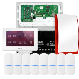 Комплект сигналізації SATEL INTEGRA 32, 8x датчик, сирена, білий маніпулятор INT-TSH2-W