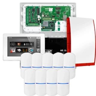 Комплект сигналізації SATEL INTEGRA 32, 9x датчик PET, сирена, білий маніпулятор INT-TSI-W, зв'язок LTE