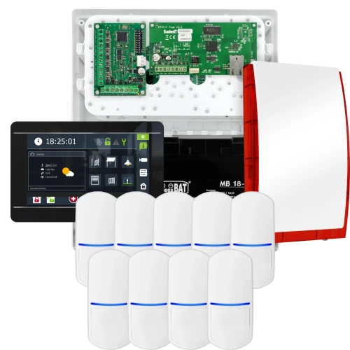 Комплект сигналізації SATEL INTEGRA 32, 9x датчик, сирена, чорний маніпулятор INT-TSI-B