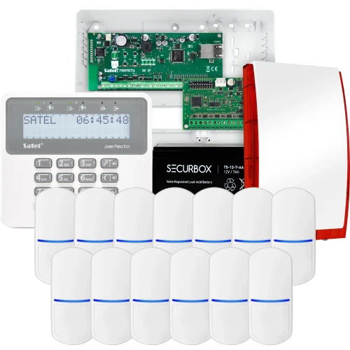 Комплект сигналізації SATEL PERFECTA 32 IP, 13x датчик PET, сирена, клавіатура