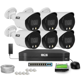 Zestaw do monitorignu IP 6x BCS-L-TIP16FCR3L3-Ai1 6Mpx, NightColor, Whitelight 30m, WDR120dB, Sztuczna inteligencja