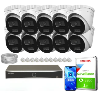 Набір для моніторингу 10x IPCAM-T6-30DL 6Mpx Smart Hybrid-Light 30m HiLook Hikvision